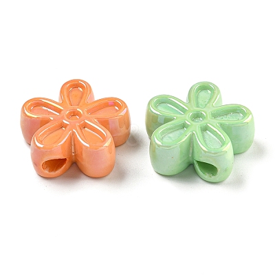 UV Plating Iridescent Acrylic Beads OACR-G039-14-1