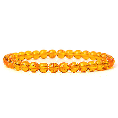 Synthetic Amber Round Beaded Stretch Bracelet SF8562-17-1-1