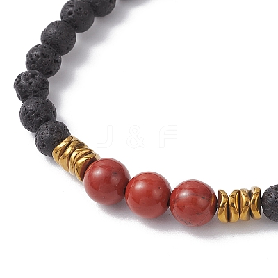 Natural & Synthetic Gemstone Round Beaded Stretch Bracelets for Men Women BJEW-JB12263-1