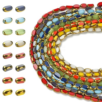 2 Strands Electroplate Opaque Color Glass Beads Strands EGLA-YW0005-26A-1