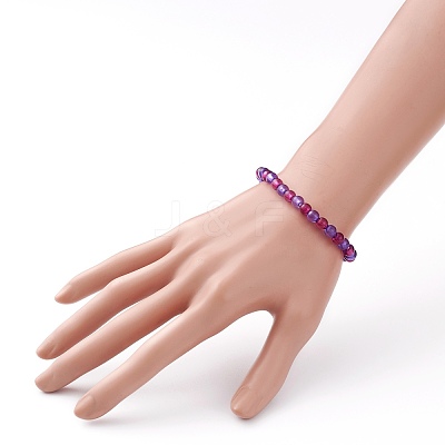 Transparent Acrylic Round Beads Stretch Bracelets for Kids BJEW-JB06505-1