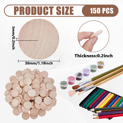 150Pcs 3 Bags Undyed Wood Cabochons WOOD-DR0001-06A-1