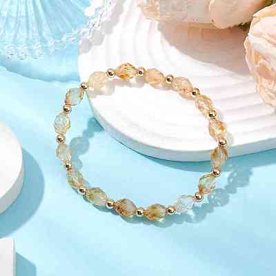 Natural Citrine Beads Bracelets BJEW-JB11223-1