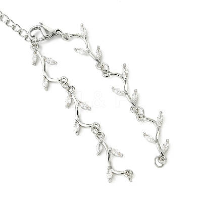 Brass Pave Clear Cubic Zirconia Branch Link Bracelet Making AJEW-JB01643-1