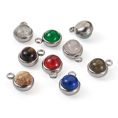 9Pcs 9 Styles Natural Mixed Stone Charms G-FW0001-28-1