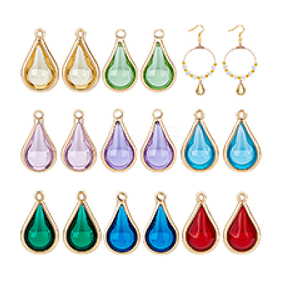 16Pcs 8 Colors Glass Gourd Pendants KK-PH0013-31-1