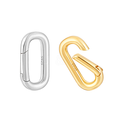 2Pcs 2 Colors 925 Sterling Silver Spring Gate Clasps STER-PH0004-02-1