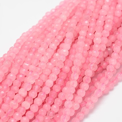 Dyed Natural White Jade Round Beads Strands G-E311-4mm-01-1