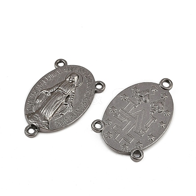Holy Oval Carved Virgin Mary Tibetan Style Alloy Chandelier Component Links TIBEP-LF0961YKG-B-LF-1