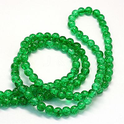 Baking Paint Transparent Crackle Glass Round Bead Strands DGLA-Q018-6mm-48-1