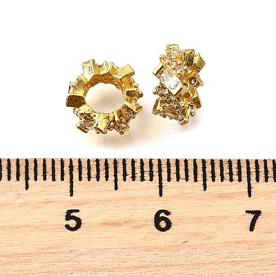 Column Brass Micro Pave Cubic Zirconia European Beads KK-L230-05G-1
