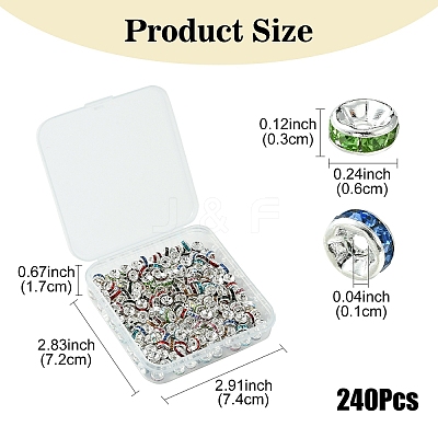 240Pcs 12 Colors Brass Grade A Rhinestone Spacer Beads KK-YW0002-34S-1