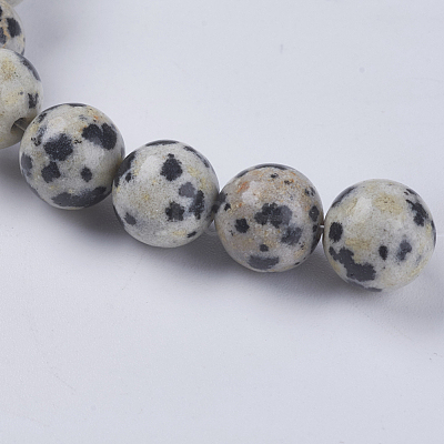 Natural Dalmation Jasper Beads Strands G-G515-8mm-06-1