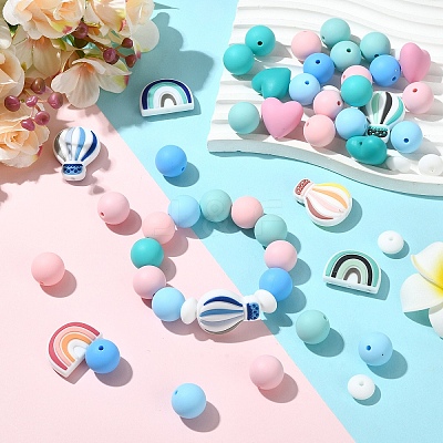 26Pcs Food Grade Eco-Friendly Silicone Beads SIL-YW0002-42A-1