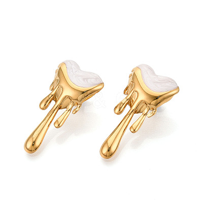 Heart 304 Stainless Steel Enamel Stud Earrings EJEW-T047-26G-B-1