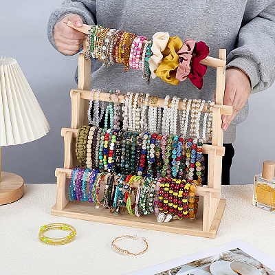 4-Tier Wood Bracelet Organizer Display Stands BDIS-WH0010-16C-1