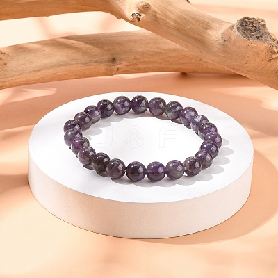 Natural Amethyst Beaded Stretch Bracelets B072-2-1