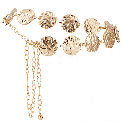 1Pc Alloy Textured Coin Link Chain Body Waist Chains for Women AJEW-GF0013-43-1