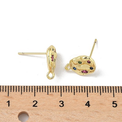 Brass Micro Pave Cubic Zirconia Stud Earring Findings KK-U075-01C-03G-1