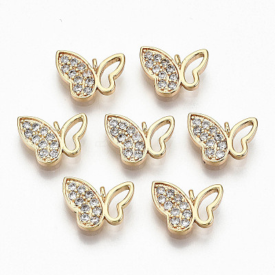 Brass Micro Pave Clear Cubic Zirconia Charms RJEW-T063-37G-NF-1