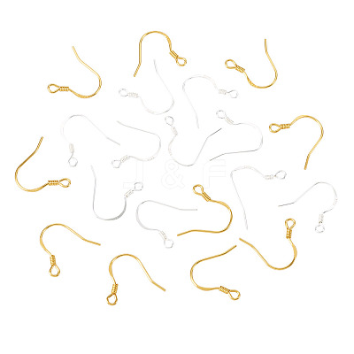 20Pcs 2 Styles 925 Sterling Silver Flat Coil Earwire STER-TA0001-38-1