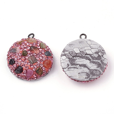 Polymer Clay Rhinestone Pendants RB-S056-10G-1