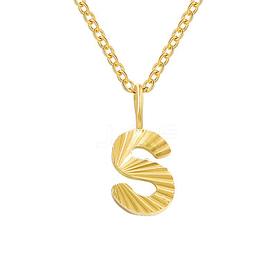 Personalized Stainless Steel Textured Alphabet Initial Pendant Necklaces for Women Men RF0956-19-1