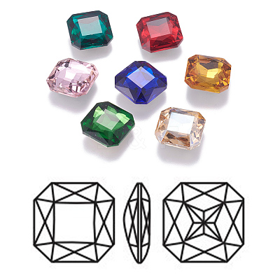 Pointed Back K9 Glass Rhinestone Cabochons RGLA-F048-M-1
