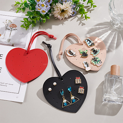 3Pcs 3 Colors Imitation Leather Earring Display Cards EDIS-FG0001-66-1