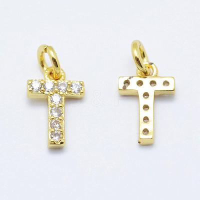 Brass Micro Pave Grade AAA Cubic Zirconia Charms ZIRC-P067-11G-T-NR-1
