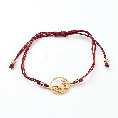 Adjustable Nylon Cord Braided Bead Bracelet BJEW-JB05828-01-1