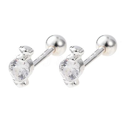 Candy 925 Sterling Silver Micro Pave Clear Cubic Zirconia Stud Earrings EJEW-K317-14G-1