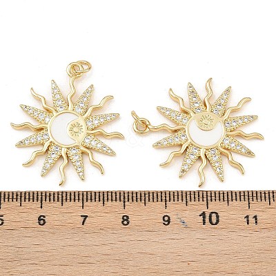 Brass Enamel Cubic Zirconia Pendants KK-L251-23G-01-1