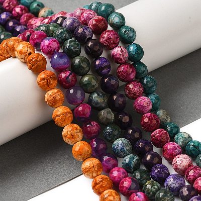 Dyed & Heated Natural Fire Crackle Agate Beads Strands G-P539-C01-04-1