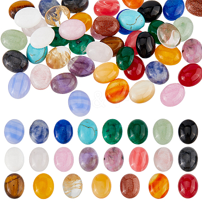 46Pcs 23 Styles Natural & Synthetic Mixed Gemstone Cabochons G-FH0002-52-1