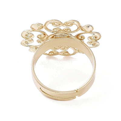 Flower Brass Adjustable Ring Findings RJEW-XCP0001-03-1