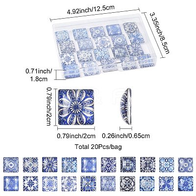 20Pcs Glass Cabochons GLAA-FS0002-59-1