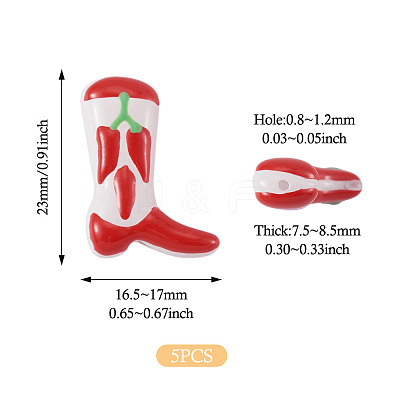 5Pcs Boot Baking Paint Glass Enamel  Beads LAMP-TADJ0001-08E-1