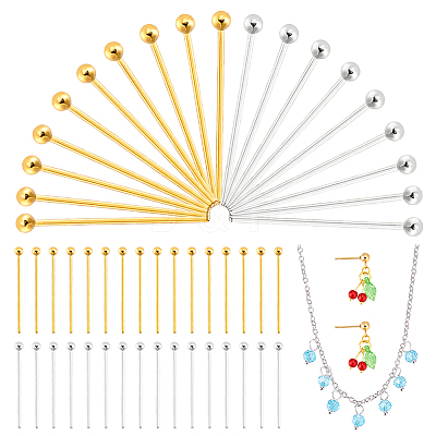 60Pcs 2 Colors 925 Sterling Silver Head Pins STER-PH0003-19-1