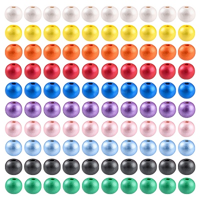 100Pcs 10 Colors Painted Natural Wood Beads WOOD-YW0001-08-1