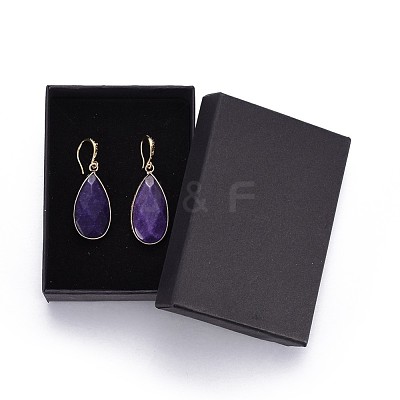 Teardrop Natural White Jade Dangle Earrings EJEW-JE02998-01-1