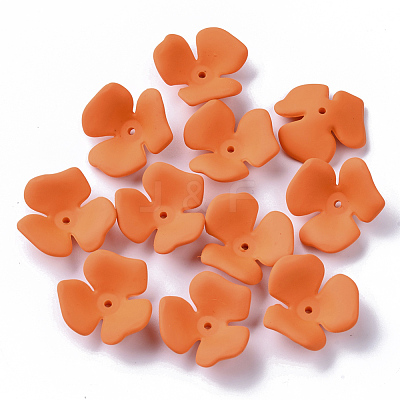 3-Petal Spray Painted Acrylic Bead Caps MACR-N007-01B-1