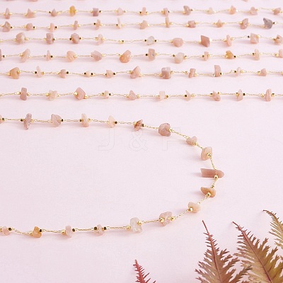 Natural Sunstone Chips Beaded Chains CHC-SZ0001-62D-1