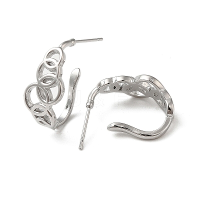 Brass Ring Stud Earrings EJEW-C070-01P-1