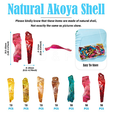 70Pcs 7 Colors Spray Painted Natural Akoya Shell Big Pendants BSHE-TA0001-04-1