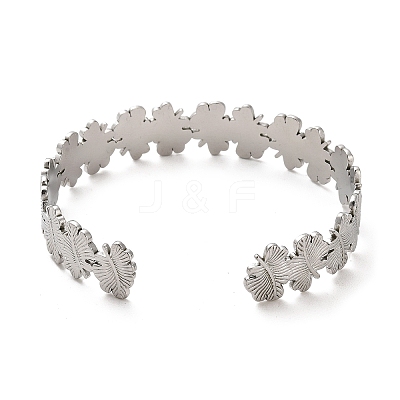 Non-Tarnish 304 Stainless Steel Leaf Cuff Bangles LS-BJEW-G694-10P-1