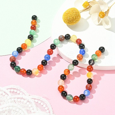 Natural Agate Beads Strands G-YW0001-33A-1