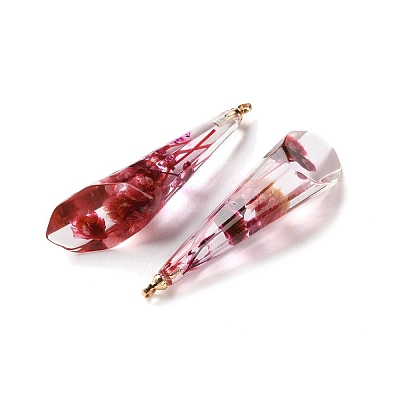 Inner Dried Flower Transparent Resin Pendants RESI-A043-08A-1
