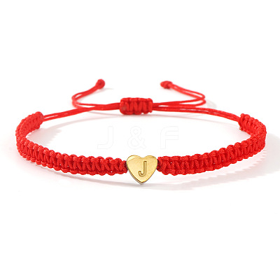 304 Stainless Steel Heart with Letter Bead Braided Bead Bracelets OO6447-10-1