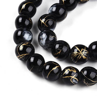 Baking Paint Glass Beads Strands DGLA-N003-8mm-B10-1